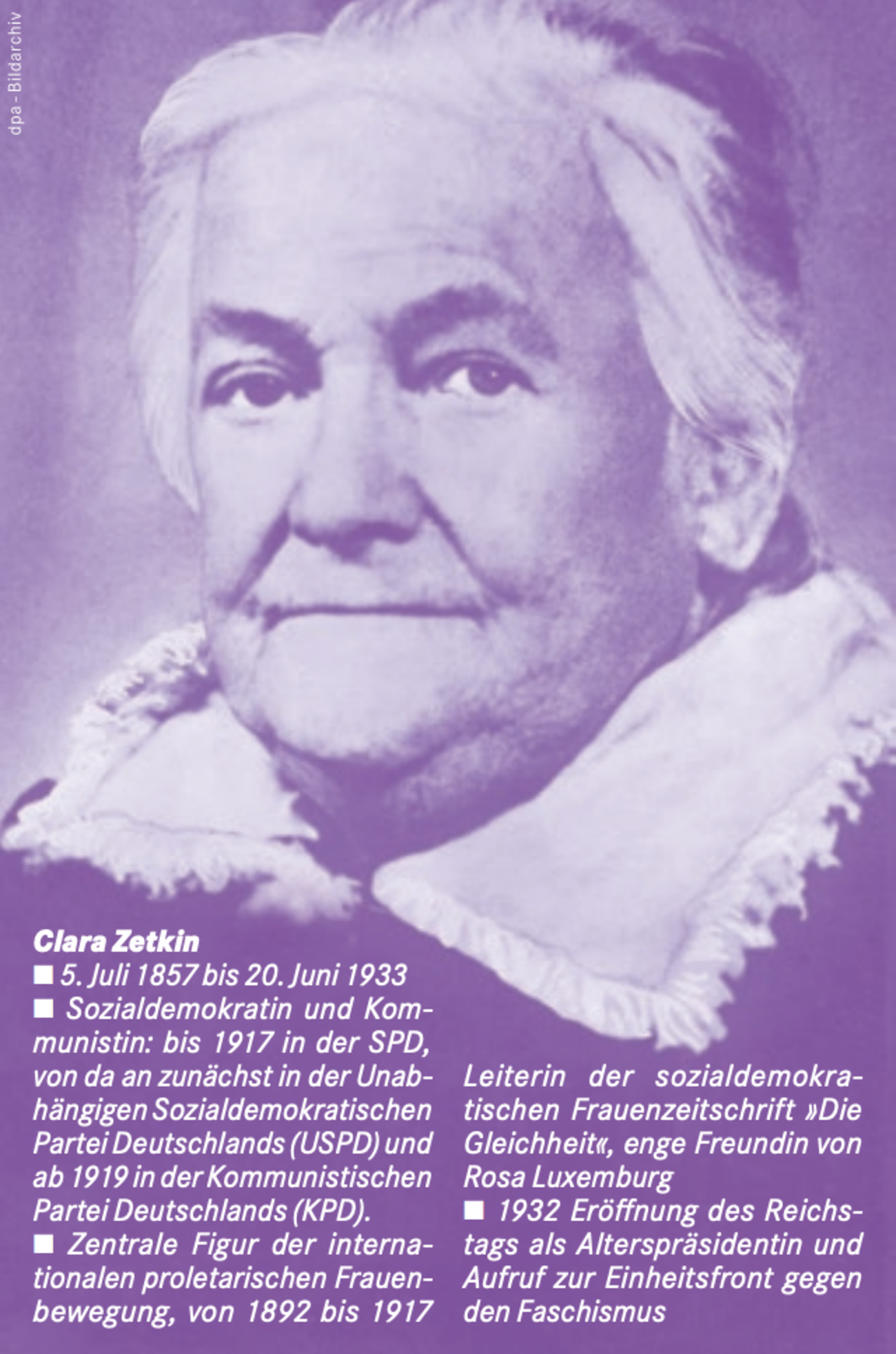 Clara Zetkin ©dpa -Bildarchiv