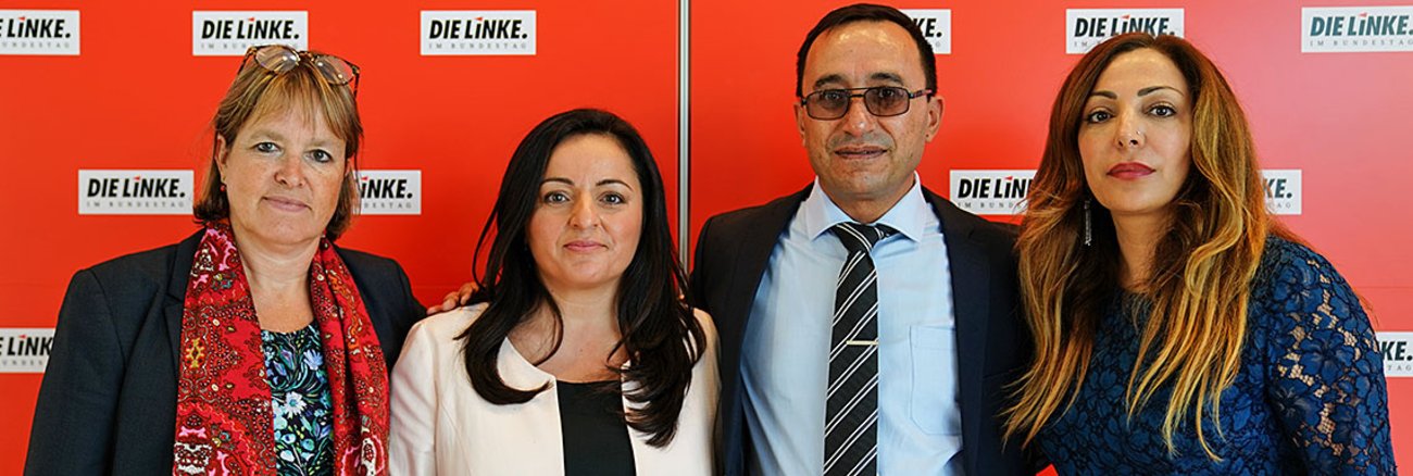 Heike Hänsel, Sevim Dagdelen, Ahmed Sheikho und Helin Evrim Sommer Heike Hänsel, Sevim Dagdelen, Ahmed Sheikho und Helin Evrim Sommer