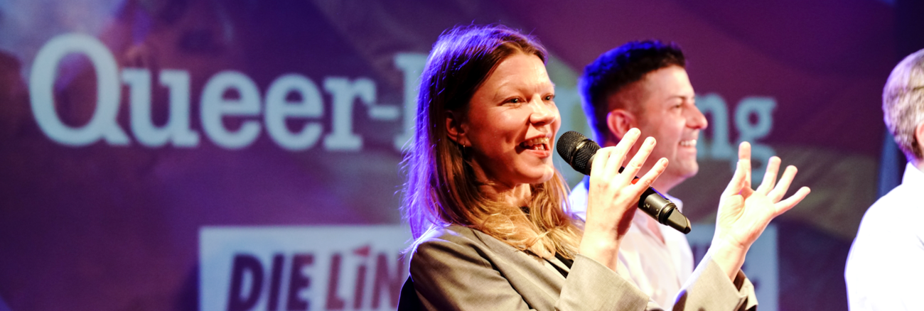Doris Achelwilm beim Queer-Empfang der Linksfraktion im Bundestag Doris Achelwilm beim Queer-Empfang der Linksfraktion im Bundestag