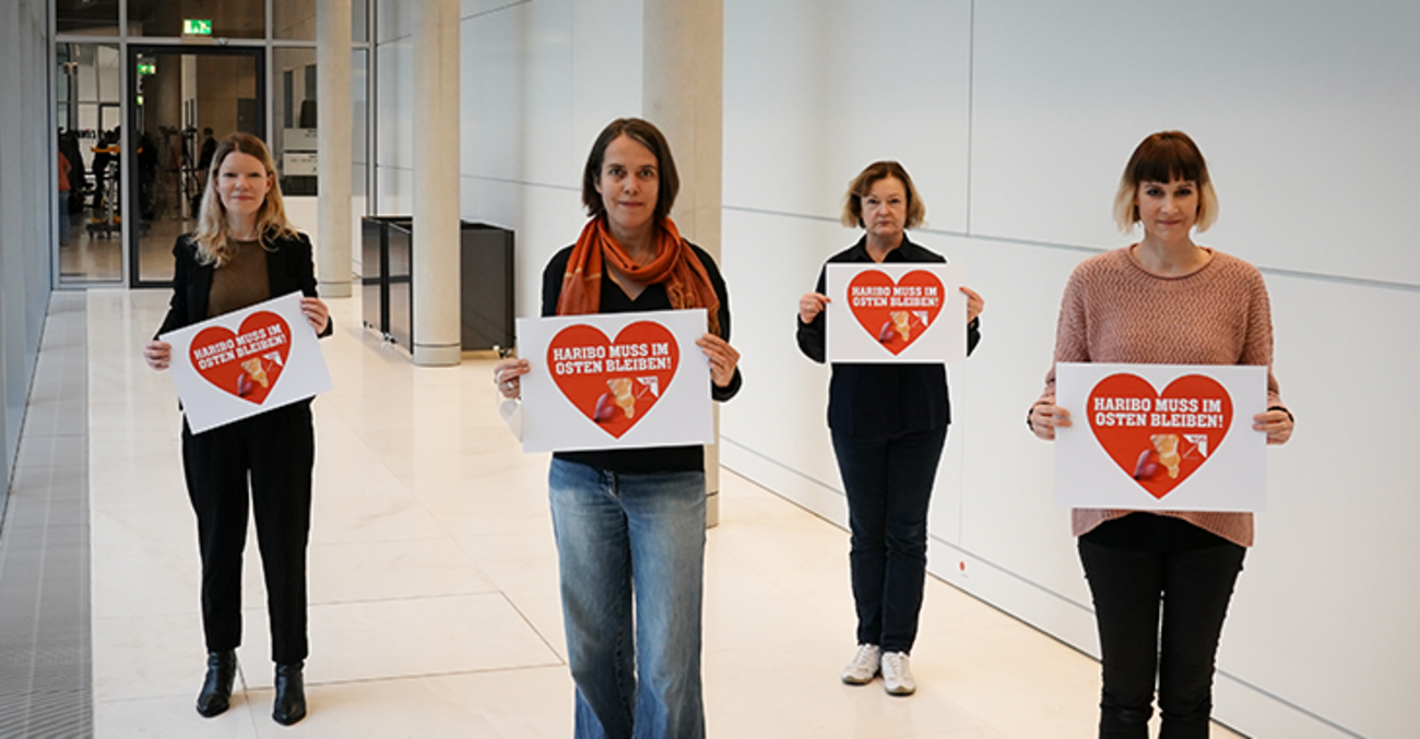 Doris Achelwilm, Christine Buchholz, Kerstin Kassner und Nicole Gohlke: Haribo muss im Osten bleiben! Doris Achelwilm, Christine Buchholz, Kerstin Kassner und Nicole Gohlke: Haribo muss im Osten bleiben!